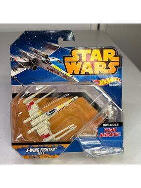 Hot Wheels Star Wars Die-Cast X-Wing Fighter Red 5 With Flight Navigator